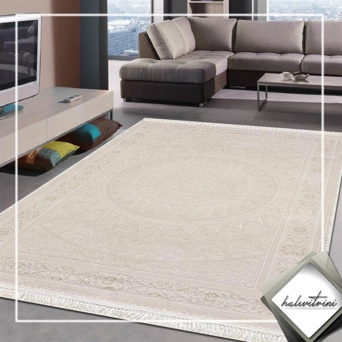 Artemis Halı Palace 5204B Bej 7 mm Akrilik Yıkanabilir İnce Kaymaz Jüt Taban Dikdörtgen Makine Dokuma Salon Halısı 160x230 cm