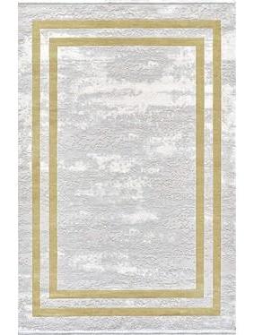 Pierre Cardin Monet MT20A Altın-Gri 6 mm Akrilik Yumuşak Yıkanabilir İnce Kaymaz Dikdörtgen Makine Dokuma Salon Halısı 100x200 cm