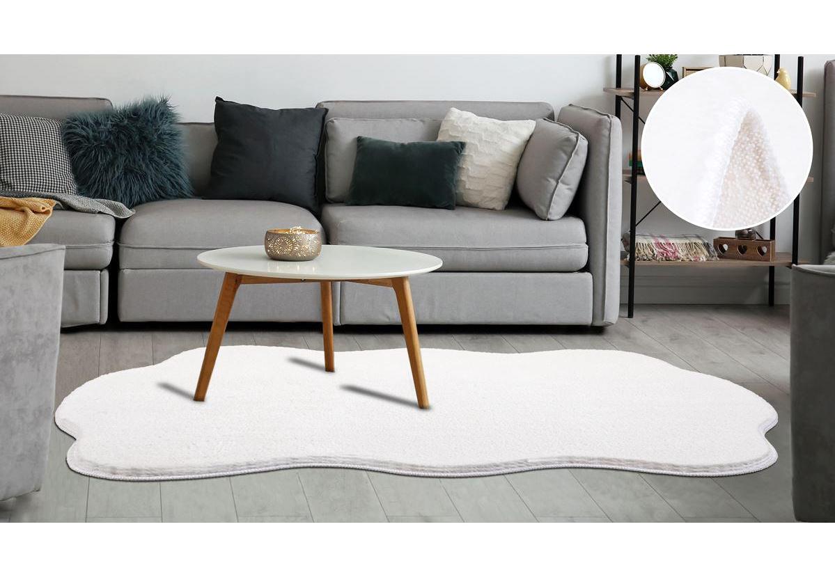 My Evilla Krem 10 mm Polyester Yıkanabilir İnce Kaymaz Dikdörtgen Makine Dokuma Salon Halısı 120x200 cm