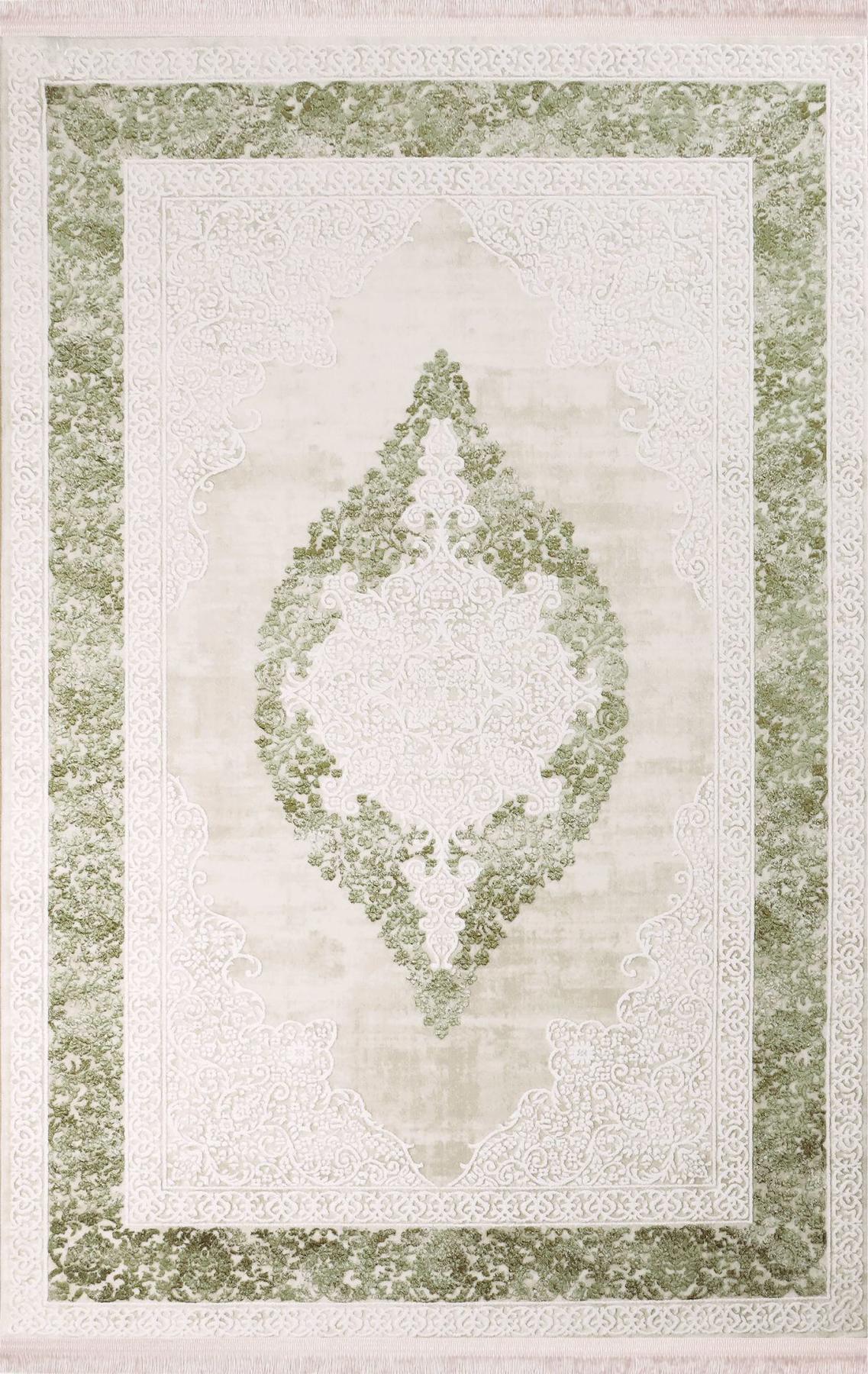 Nexus Nalia 4049A Yeşil 8 mm Akrilik Yıkanabilir İnce Dikdörtgen Makine Dokuma Salon Halısı 140x200 cm