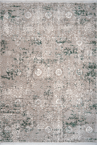 Kreasyon Halı Berceste 1149 Yeşil Yıkanabilir Kalın Pamuk Taban Dikdörtgen Makine Dokuma Salon Halısı 120x180 cm