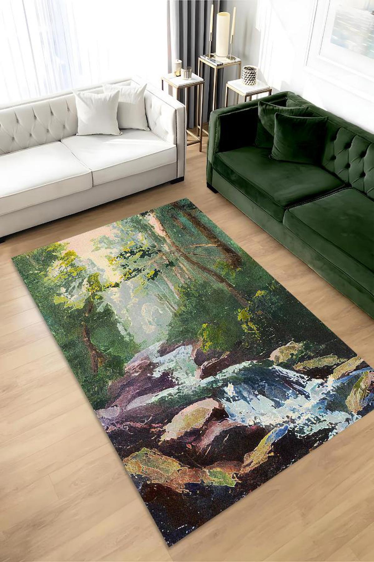 Homshtag Akarsu Krem 4 mm Pamuk Antistatik Yıkanabilir İnce Kaymaz Dikdörtgen Makine Dokuma Salon Halısı 156x230 cm