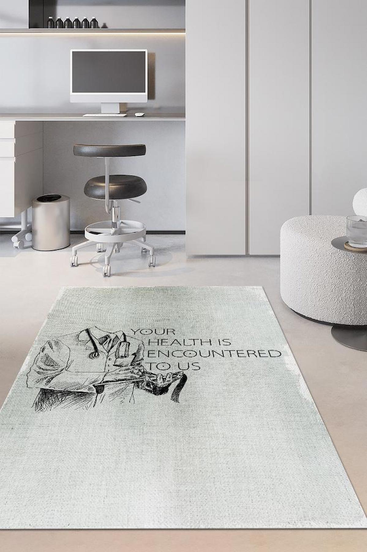 Homshtag Sağlığın İçin Doktor Gri 4 mm Pamuk Antistatik Yıkanabilir İnce Kaymaz Dikdörtgen Makine Dokuma Ofis Halısı 80x150 cm
