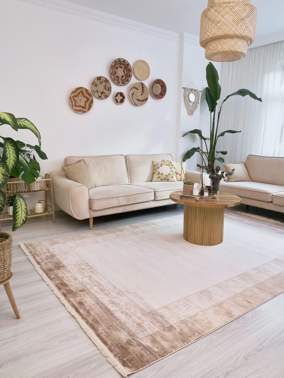 Apex Serenity 7812 Çok Renkli Pamuk Yıkanabilir İnce Kaymaz Jüt Taban Dikdörtgen Makine Dokuma Salon Halısı 80x120 cm