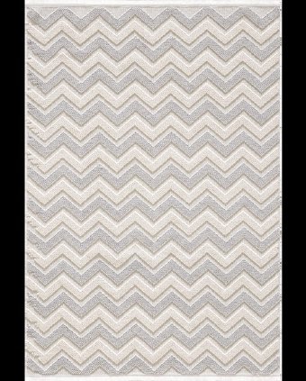Royal Halı Deco Loopy LQ00B Gri-Krem 11 mm Akrilik Toz Tutmaz Yıkanabilir Kalın Kaymaz Lateks Taban Dikdörtgen Makine Dokuma Salon Halısı 160x230 cm