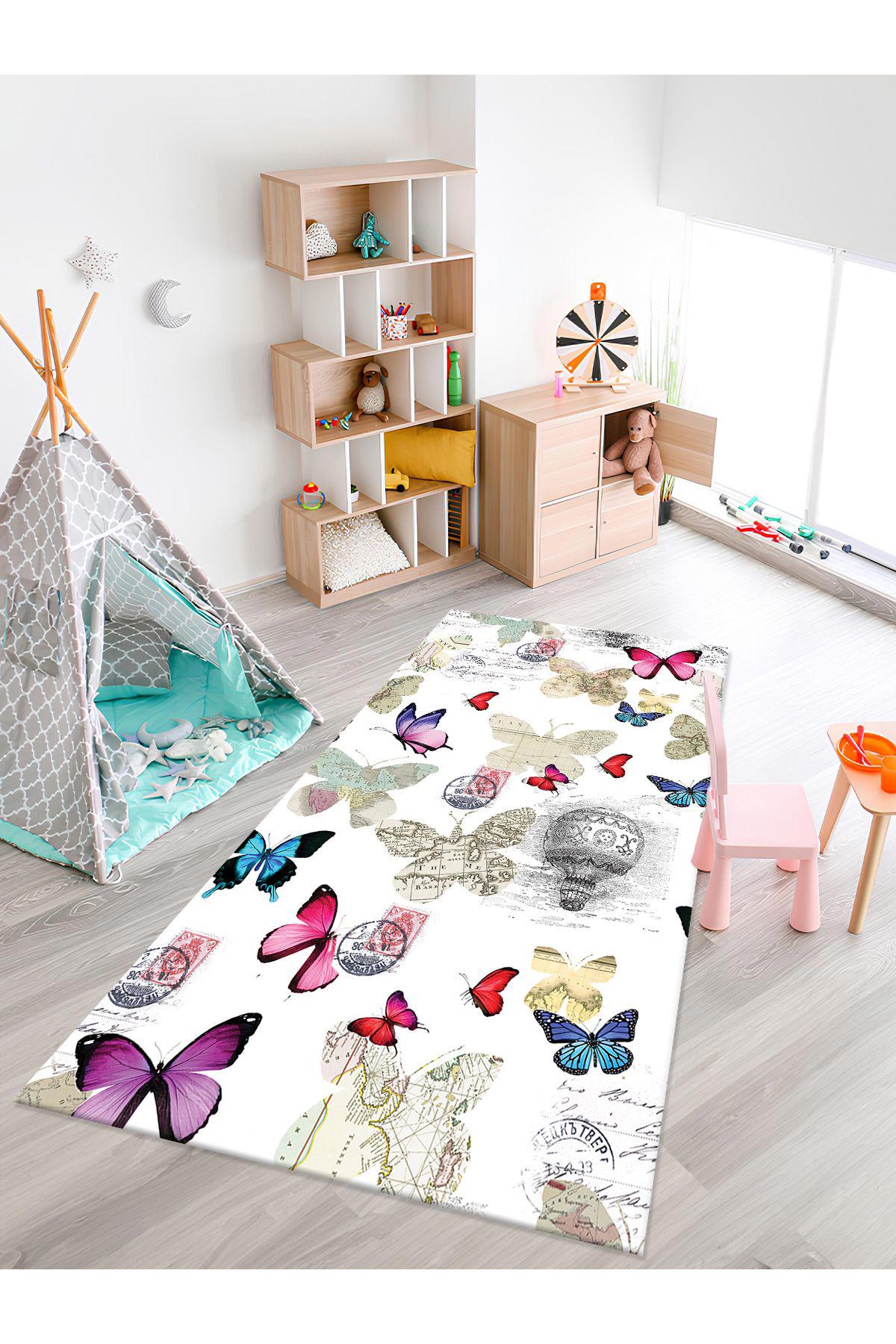 İnspira Krem 12 mm Polyester Yıkanabilir Kaymaz Taban Dikdörtgen Makine Dokuma Çocuk Odası Halısı 200x290 cm