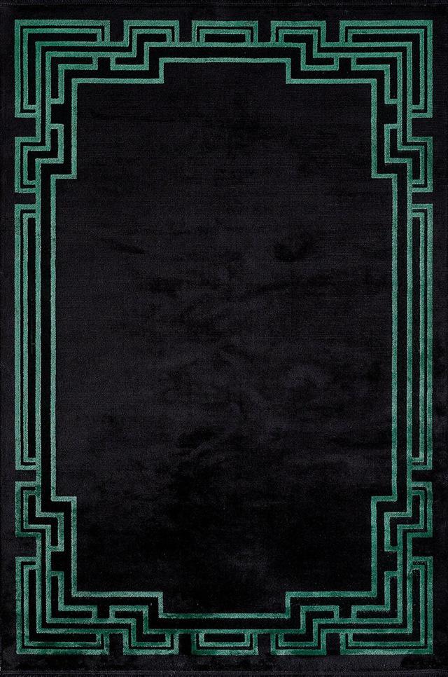 Artemis Halı Corfu 6350C Siyah Akrilik Yıkanabilir İnce Kaymaz Jüt Taban Dikdörtgen Makine Dokuma Salon Halısı 100x200 cm