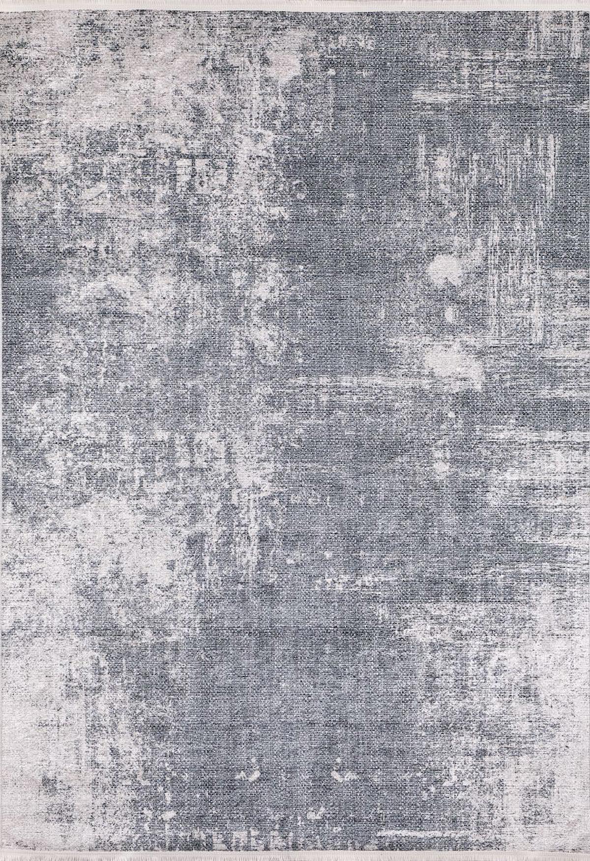 Halı Atölyesi Gri 5 mm Pamuk Hipoalerjenik Yıkanabilir İnce Kaymaz Taban Dikdörtgen Makine Dokuma Salon Halısı 150x200 cm