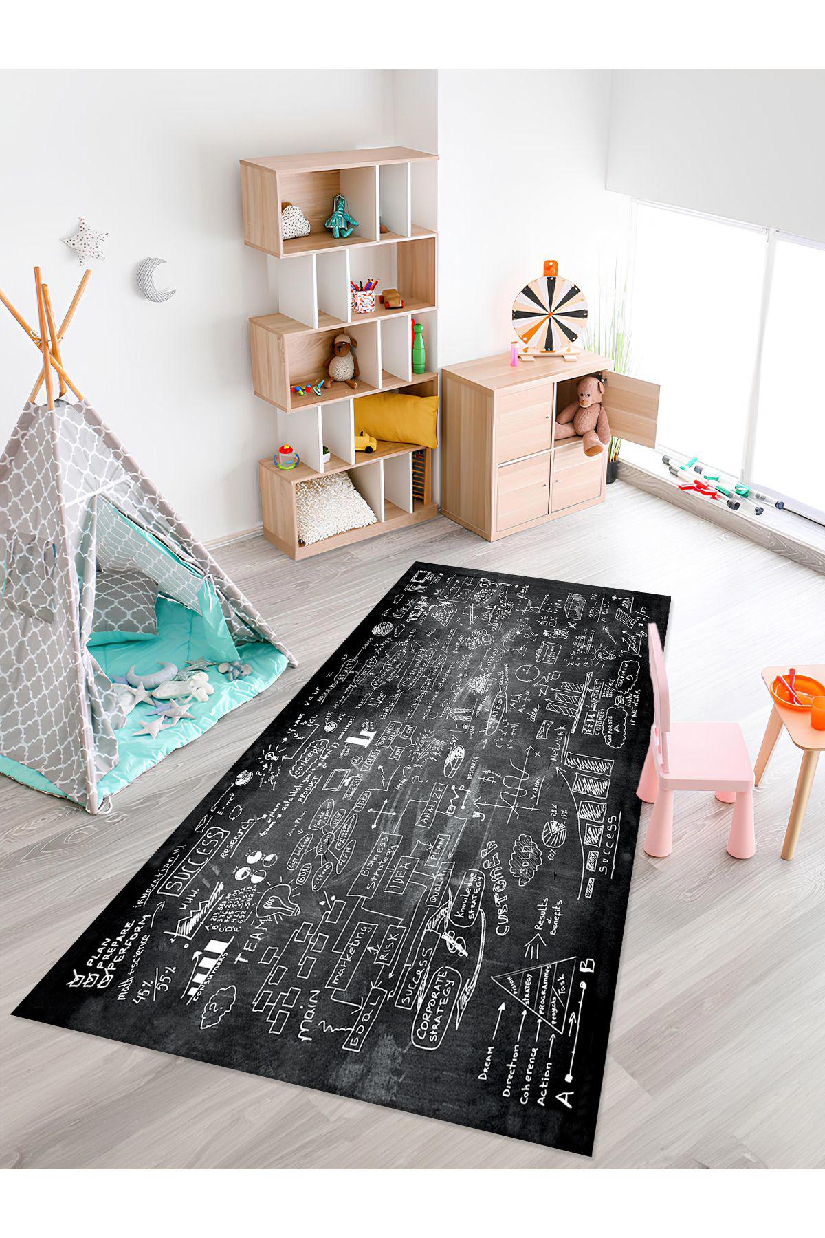 İnspira Krem 12 mm Polyester Yıkanabilir Kaymaz Taban Dikdörtgen Makine Dokuma Çocuk Odası Halısı 200x500 cm