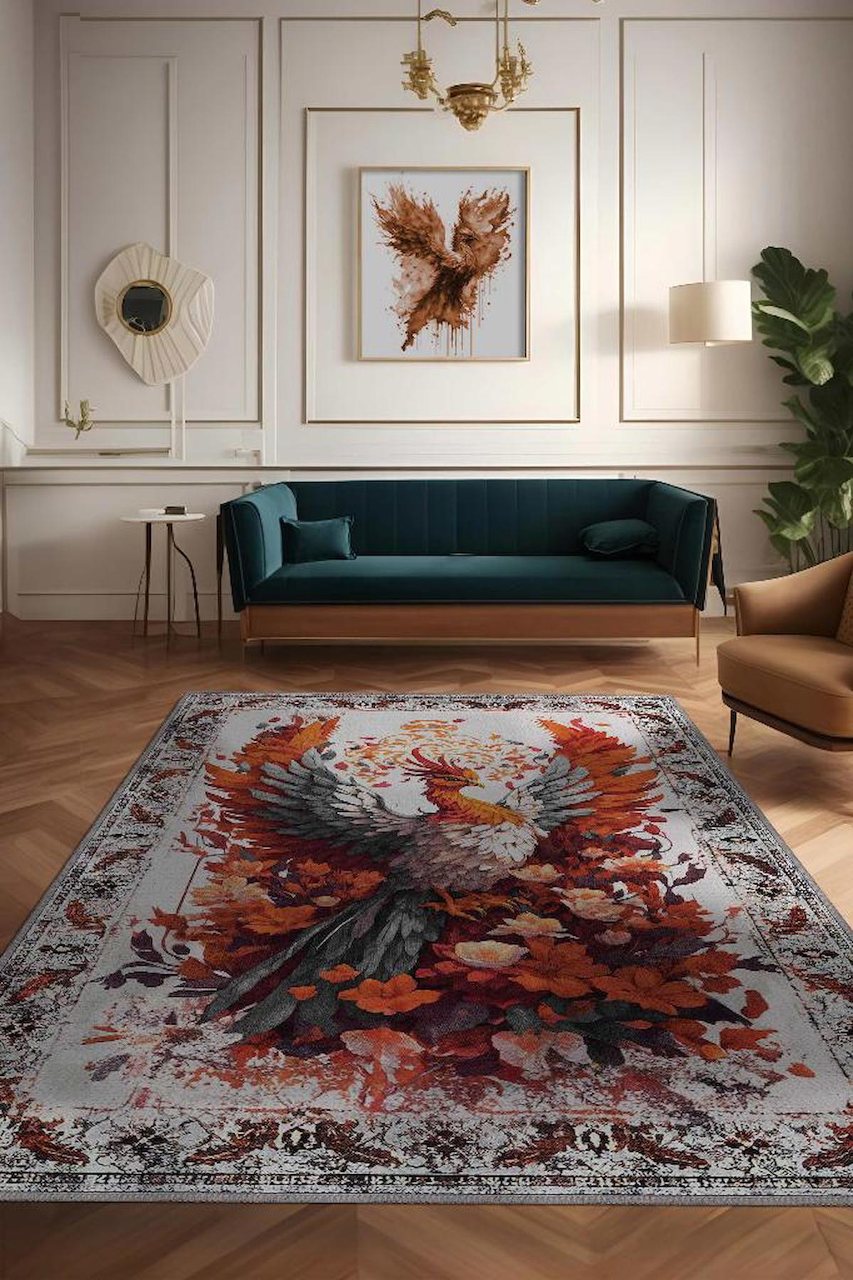 Homshtag Nuh'un Gemisi Krem 4 mm Pamuk Antistatik Yıkanabilir İnce Kaymaz Dikdörtgen Makine Dokuma Salon Halısı 100x160 cm