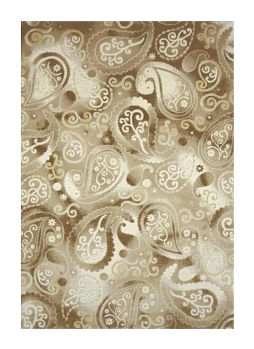 Pierre Cardin 3862A Krem 7 mm Akrilik Yumuşak Yıkanabilir İnce Kaymaz Jel Taban Dikdörtgen Makine Dokuma Salon Halısı 100x150 cm
