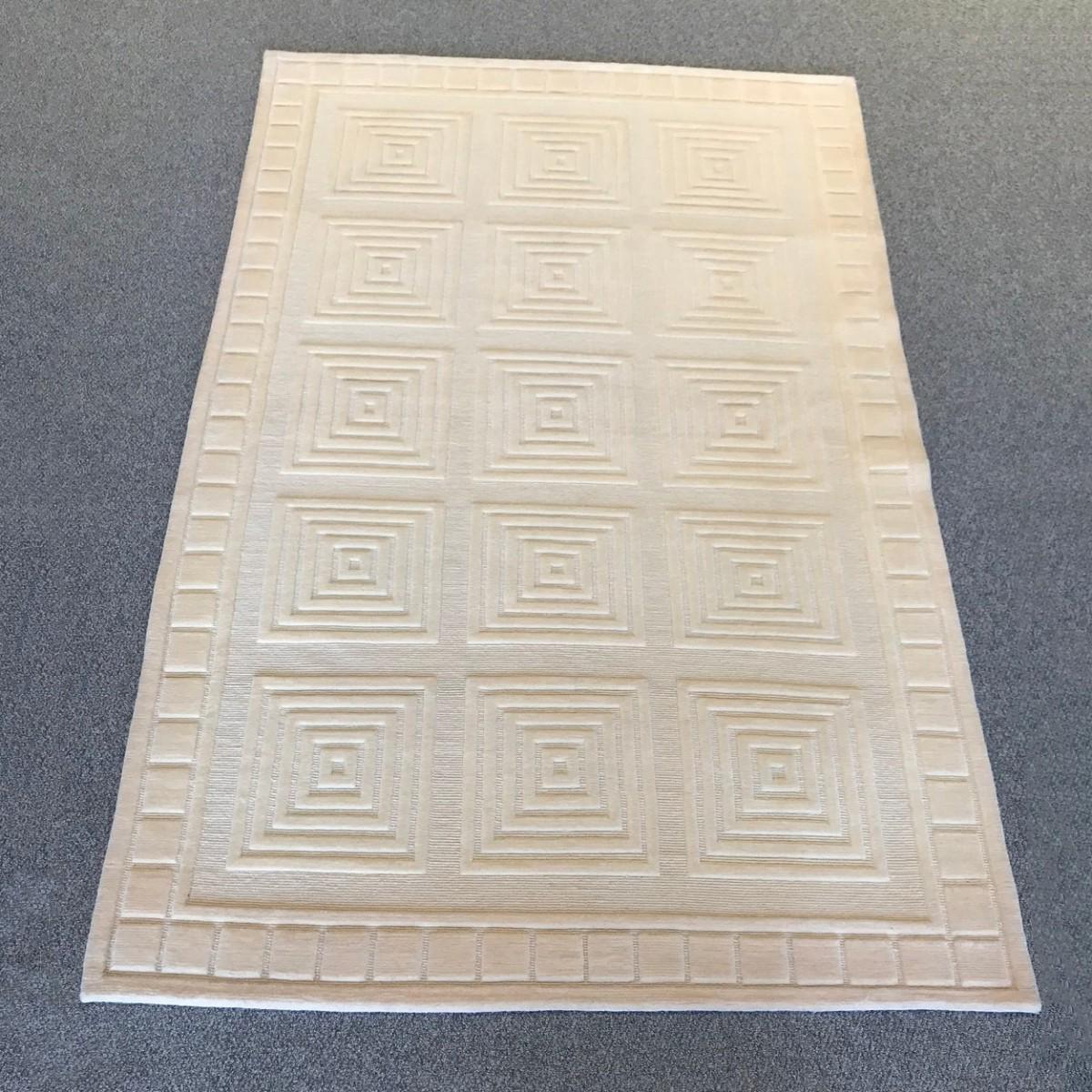 Agk Ivory 7277 Ekru Yün Yıkanabilir İnce Kaymaz Jüt Taban Dikdörtgen Makine Dokuma Salon Halısı 200x300 cm