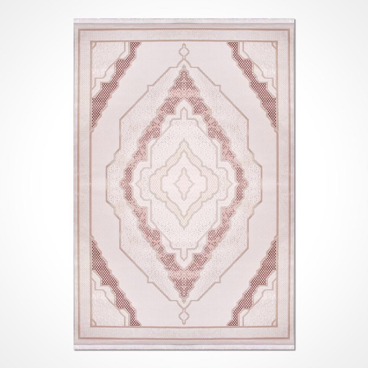 Crea Halı Karen 6411AK Krem 11 mm Akrilik Toz Tutmaz Yıkanabilir Orta Dikdörtgen Makine Dokuma Salon Halısı 150x200 cm