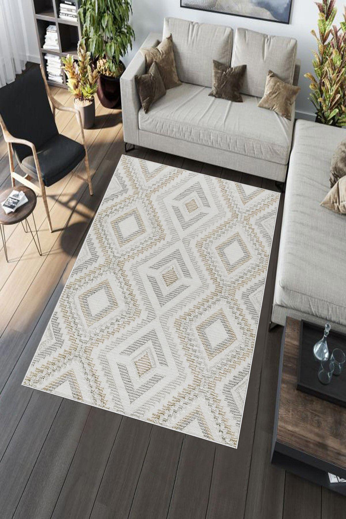 Aldora A261 Kahverengi 9 mm Deri Toz Tutmaz Yıkanabilir Orta Kaymaz Taban Dikdörtgen Makine Dokuma Salon Halısı 80x180 cm