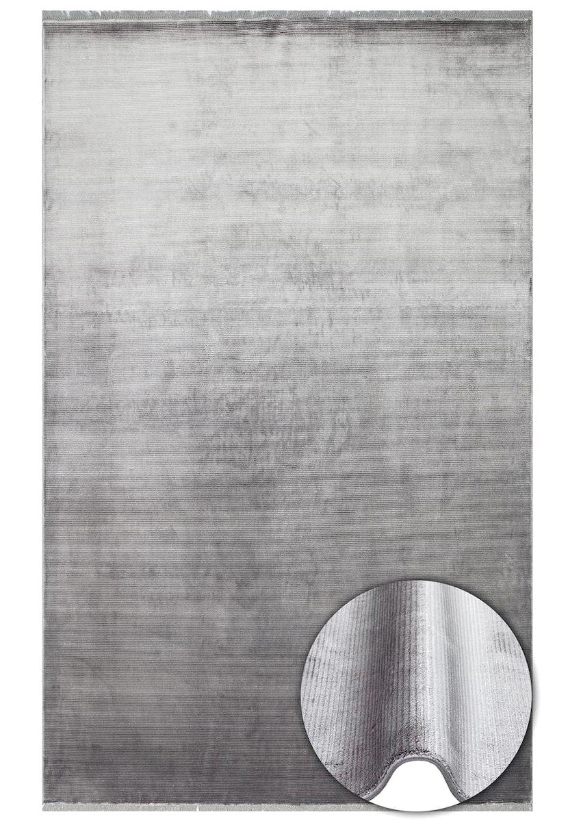 Eko Halı Napoli NAP01 Antrasit 8 mm Viskon Silinebilir Yıkanabilir Orta Kaymaz Dikdörtgen Makine Dokuma Salon Halısı 120x180 cm