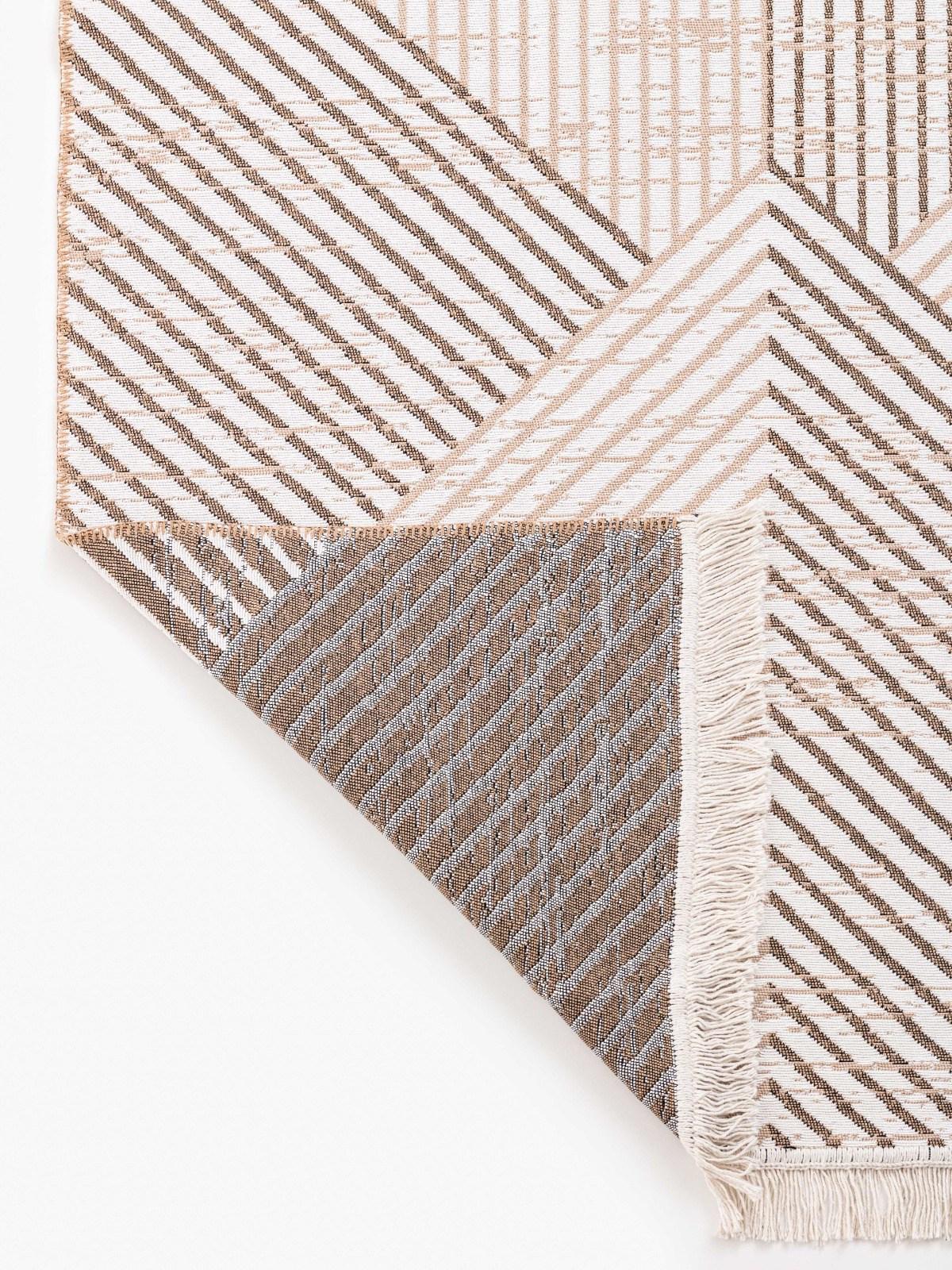 Saraz Halı Kahverengi 1 mm Pamuk Antibakteriyel Yıkanabilir Kalın Kaymaz Lateks Taban Geometrik Dikdörtgen Makine Dokuma Salon Halısı 80x250 cm
