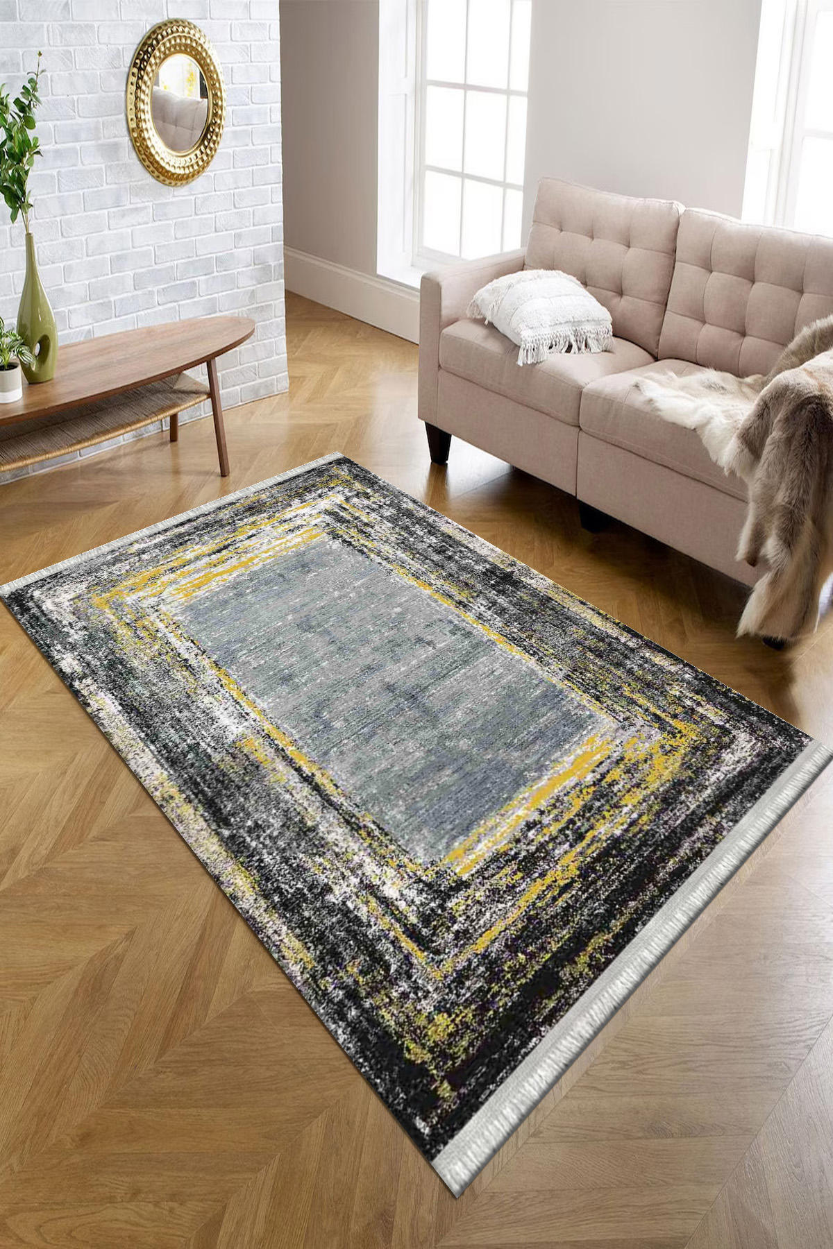 Kreatif Halı Turkuaz 4 mm Polyester Antibakteriyel Yıkanabilir İnce Kaymaz Pamuk Taban Dikdörtgen Makine Dokuma Salon Halısı 120x200 cm