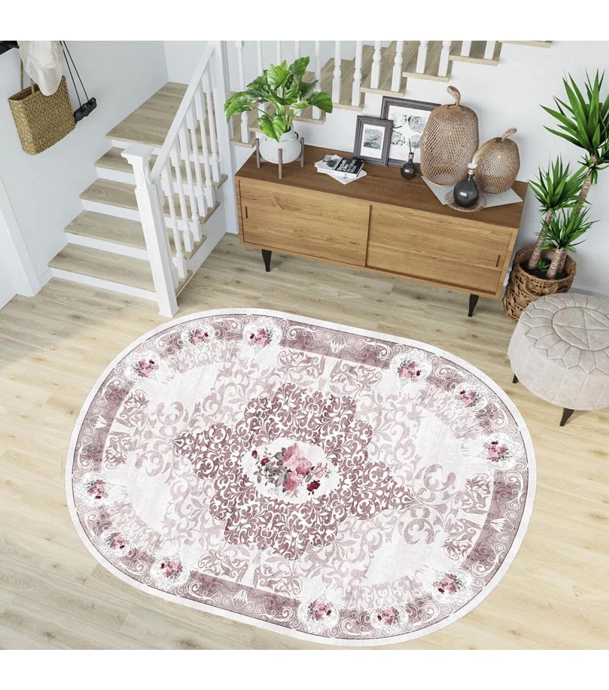 Rovigo Home RVG7221-SD626 Çok Renkli 8 mm Polyester Yıkanabilir Orta Kaymaz Dot Taban Dikdörtgen Makine Dokuma Salon Halısı 80x150 cm