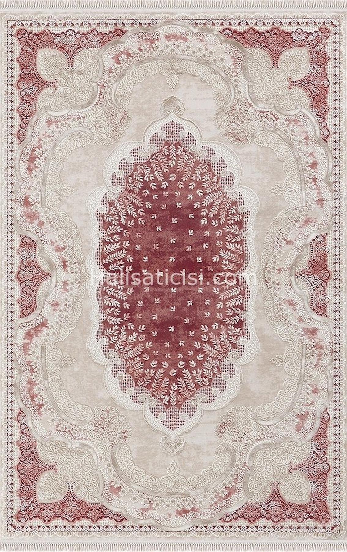 Merinos Rodin 19777 Krem 11 mm Akrilik Toz Tutmaz Yıkanabilir Kalın Kaymaz Dikdörtgen Makine Dokuma Salon Halısı 80x300 cm