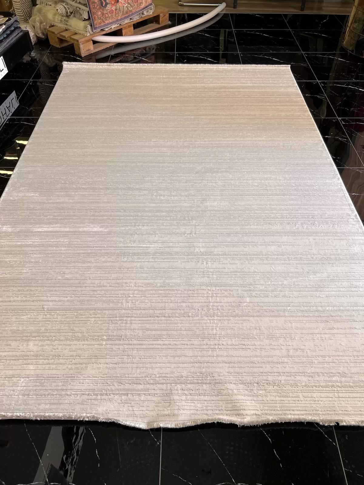 Sanat Halı Doku 3739 Beyaz 7 mm Pamuk Antibakteriyel Yıkanabilir Kalın Kaymaz Lateks Taban Dikdörtgen Makine Dokuma Salon Halısı 160x230 cm