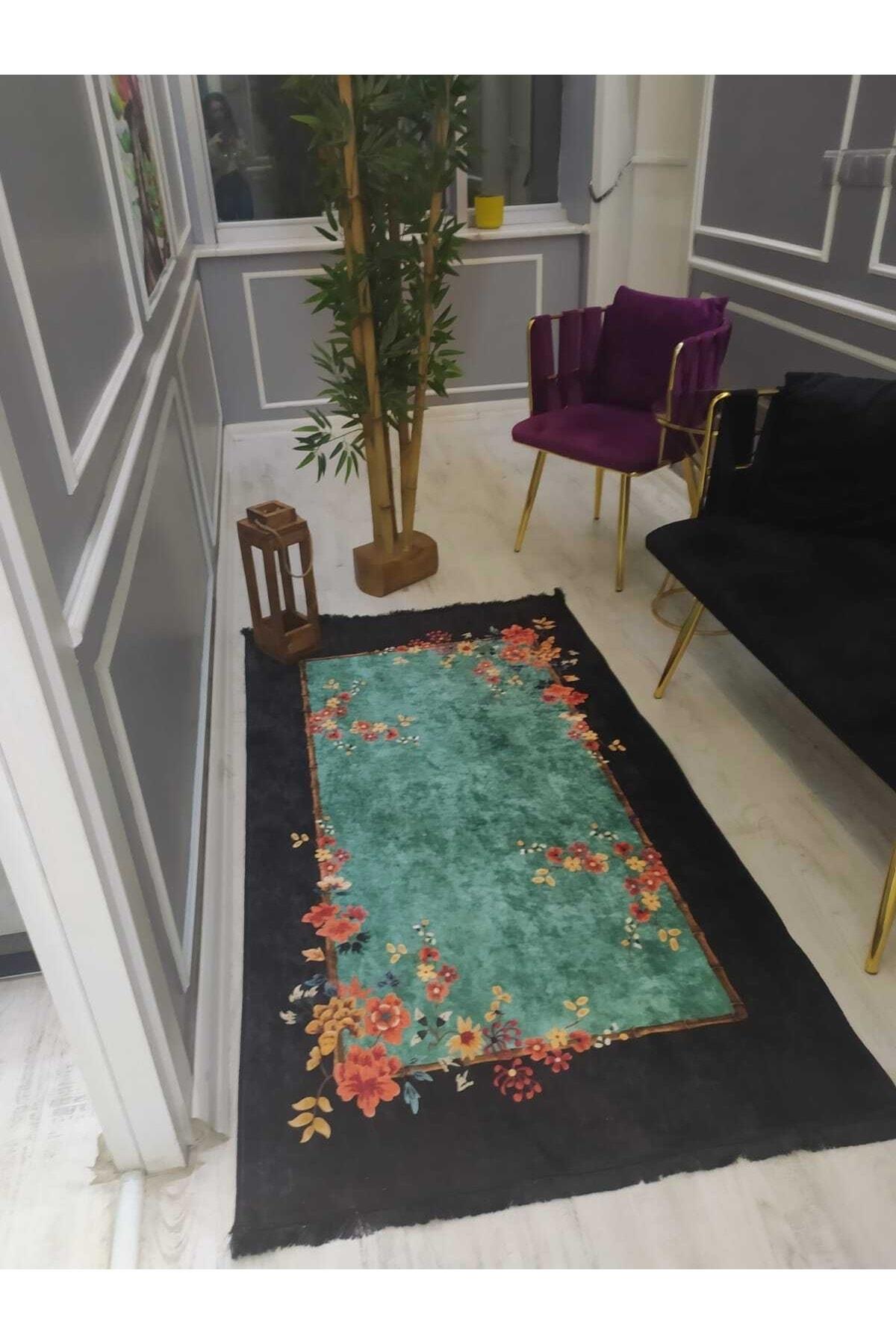 Sarar Çok Renkli 0.7 mm Akrilik Yıkanabilir Kalın Kaymaz Dikdörtgen Makine Dokuma Antre Halısı 80x150 cm