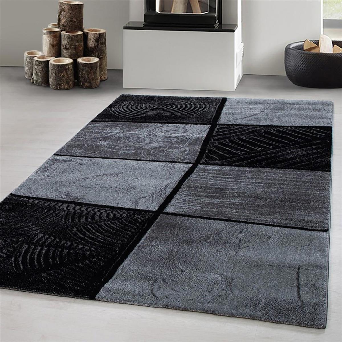 Red Halı Gri 13 mm Polipropilen Yıkanabilir İnce Kaymaz Dikdörtgen Makine Dokuma Salon Halısı 150x200 cm