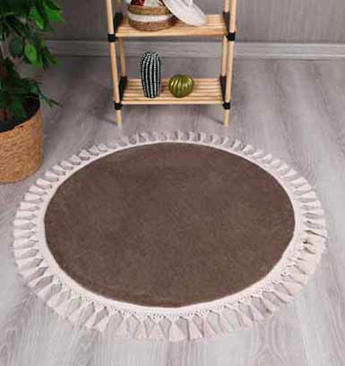 My Evilla Vizon 10 mm Polyester Antibakteriyel Yıkanabilir İnce Kaymaz Jüt Taban Yuvarlak Makine Dokuma Salon Halısı 80x500 cm