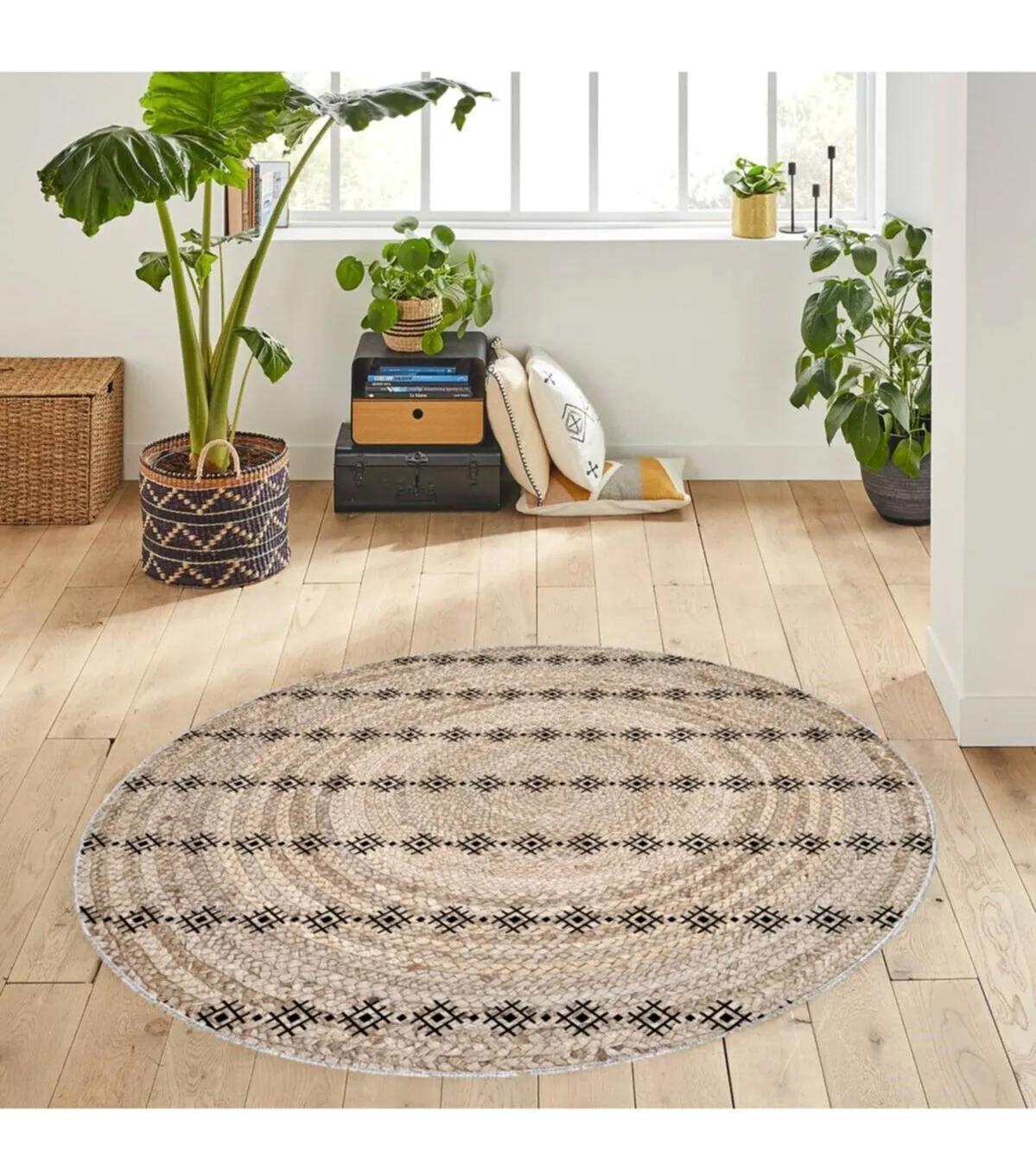 Rovigo Home RVG7069-SD354 Çok Renkli 8 mm Polyester Antibakteriyel-Leke Tutmaz-Toz Tutmaz Yıkanabilir İnce Kaymaz Dot Taban Yuvarlak Makine Dokuma Salon Halısı 200x290 cm