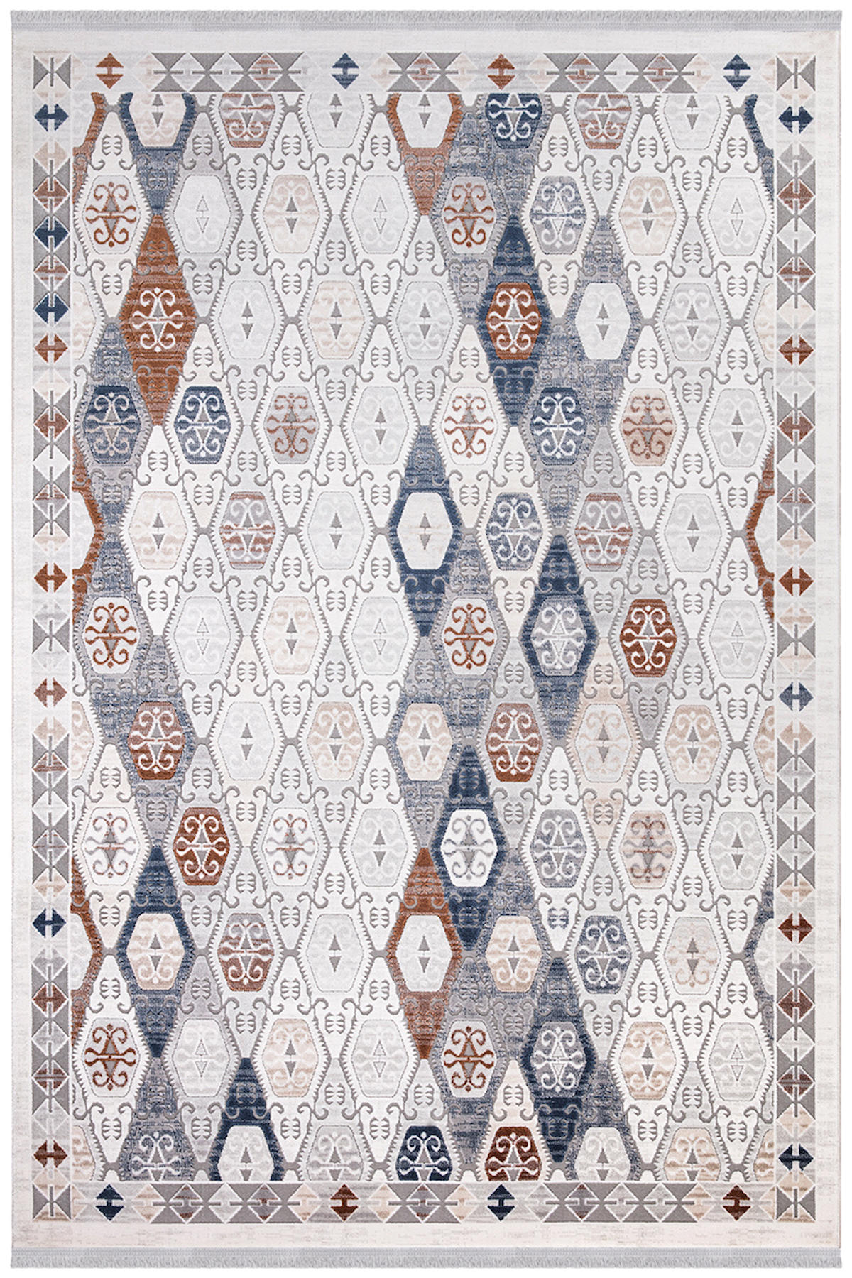 İpek Home Vales 7812A Krem 8 mm Polyester Yıkanabilir Orta Kaymaz Pamuk Taban Dikdörtgen Makine Dokuma Antre-Çocuk Odası-Salon-Yatak Odası Halısı 100x300 cm