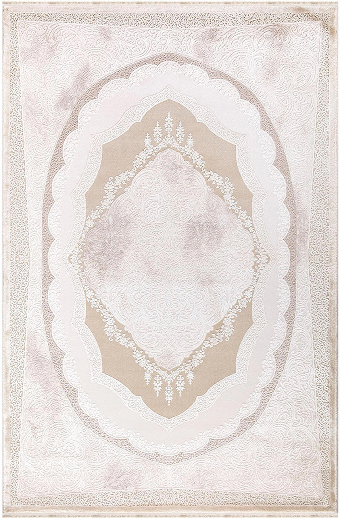 İpek Home Allures 12215 Bej-Kahverengi 8 mm Akrilik Yalıtıma Yardımcı Yıkanabilir Orta Kaymaz Pamuk Taban Dikdörtgen Makine Dokuma Salon Halısı 80x150 cm