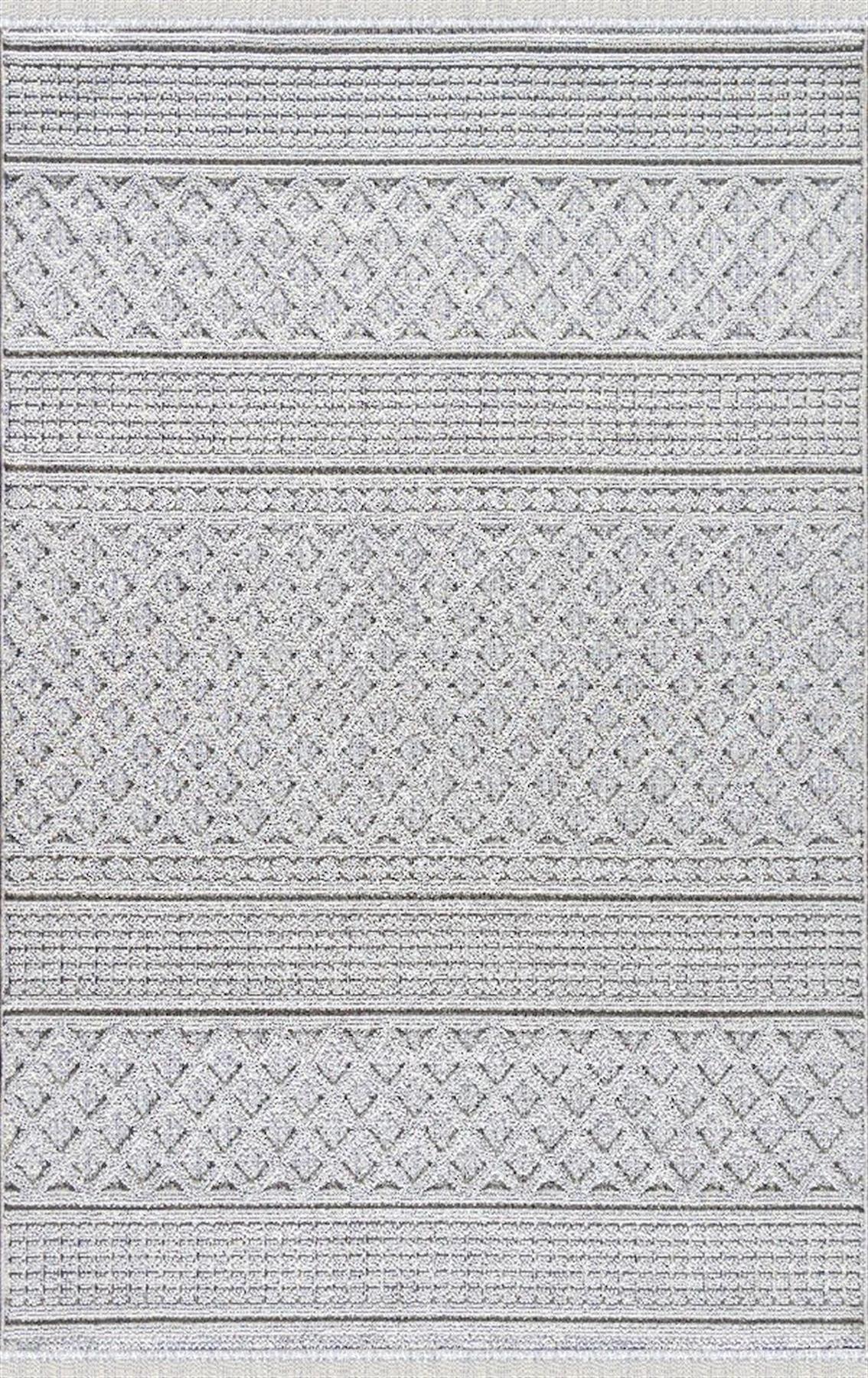 Merinos Garden 61575 Krem 12 mm Polyester Toz Tutmaz Yıkanabilir Kalın Kaymaz Dikdörtgen Makine Dokuma Salon Halısı 170x240 cm