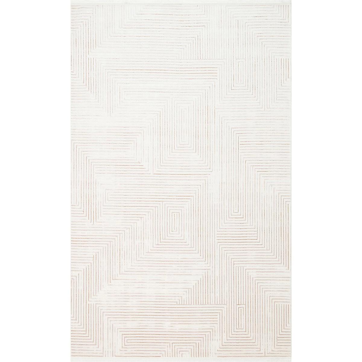 Eko Halı Lykia LYK02 Krem 6-12 mm Akrilik-Polyester Silinebilir Yıkanabilir Orta Kaymaz Dikdörtgen Makine Dokuma Salon Halısı 80x150 cm