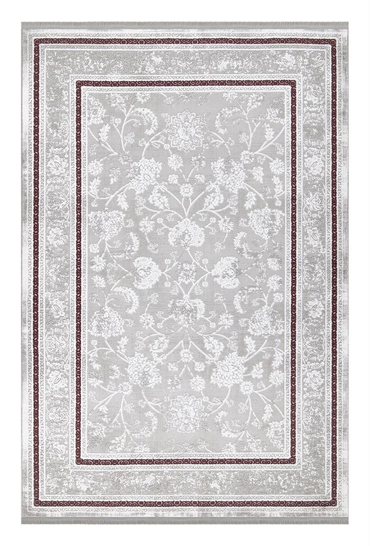 İpek Mekik Halı Gaspara 14850 Bordo 11 mm Akrilik Yıkanabilir Orta Kaymaz Pamuk Taban Dikdörtgen Makine Dokuma Antre-Çocuk Odası-Salon-Yatak Odası Halısı 80x150 cm