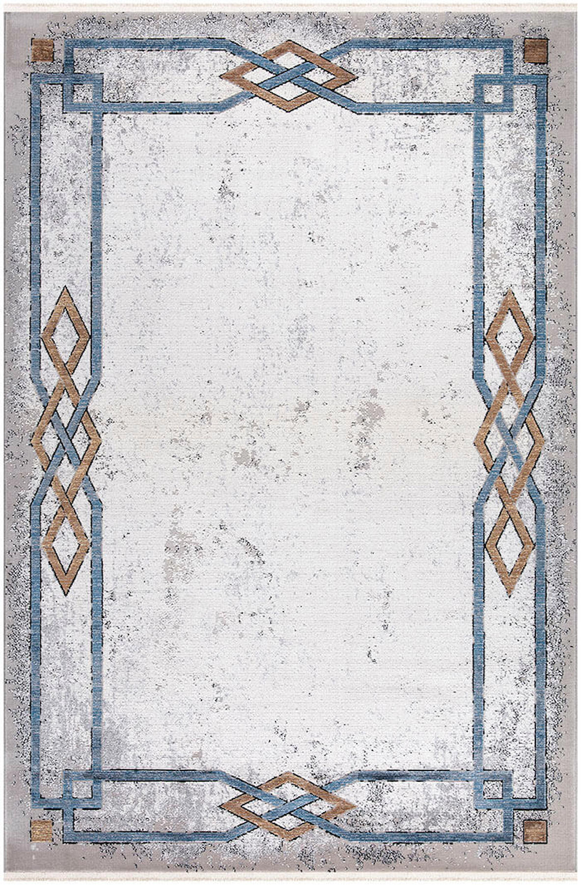 İpek Home Erva 18171 Gri-Mavi 8 mm Akrilik-Viskon Yıkanabilir Orta Kaymaz Pamuk Taban Dikdörtgen Makine Dokuma Antre-Çocuk Odası-Salon-Yatak Odası Halısı 80x150 cm