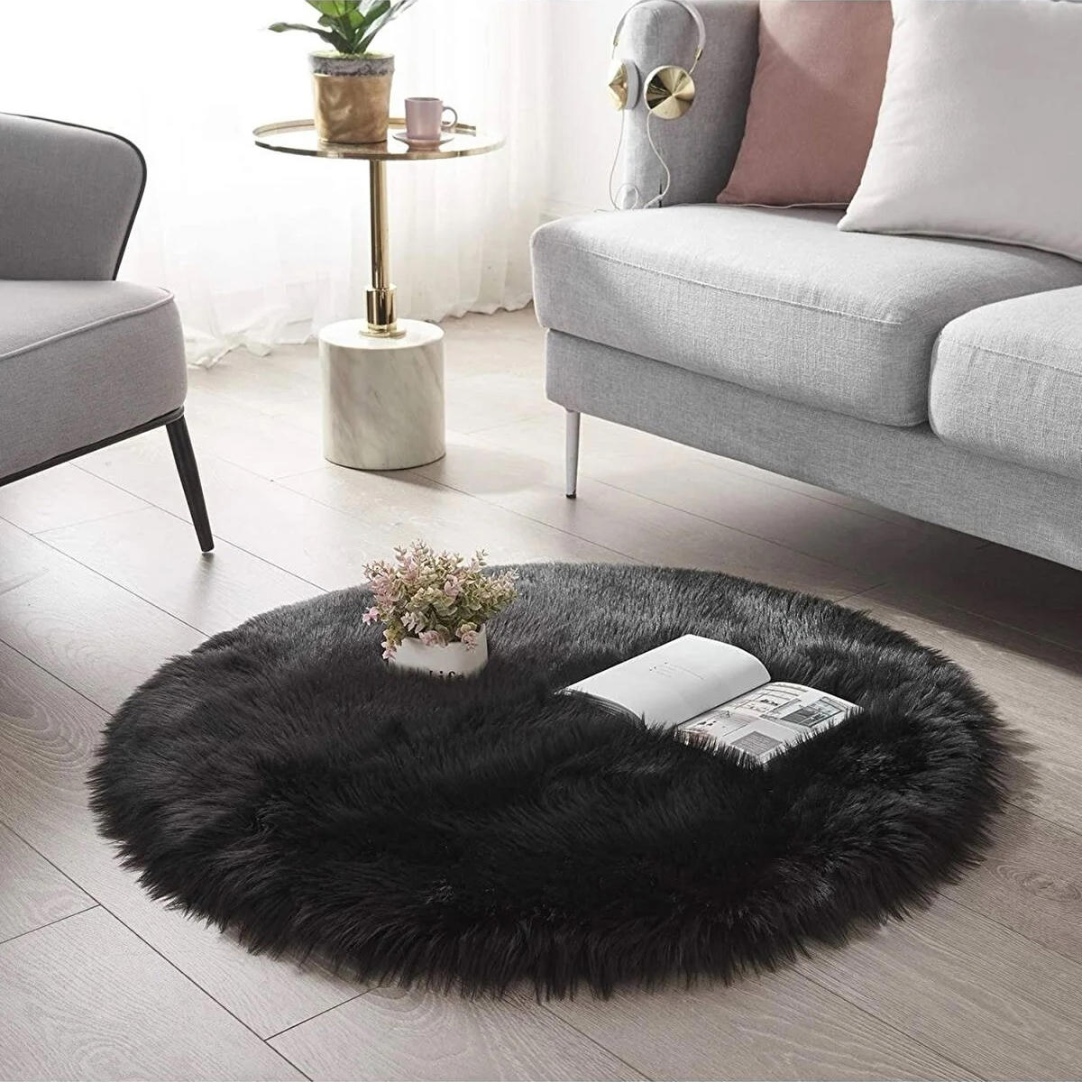 Rovigo Home Taba 70 mm Peluş Toz Tutmaz Yıkanabilir İnce Kaymaz Lateks Taban Oval Makine Dokuma Salon Halısı 120x200 cm