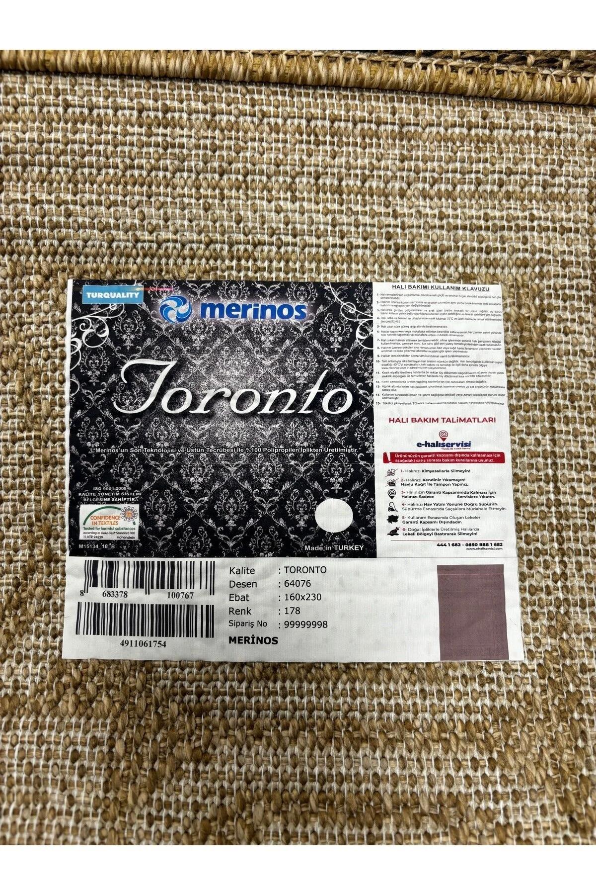 Merinos  Toronto 64076 Kahverengi 10 mm Akrilik Antibakteriyel Yıkanabilir İnce Kaymaz Dikdörtgen Makine Dokuma Salon Halısı 80x150 cm