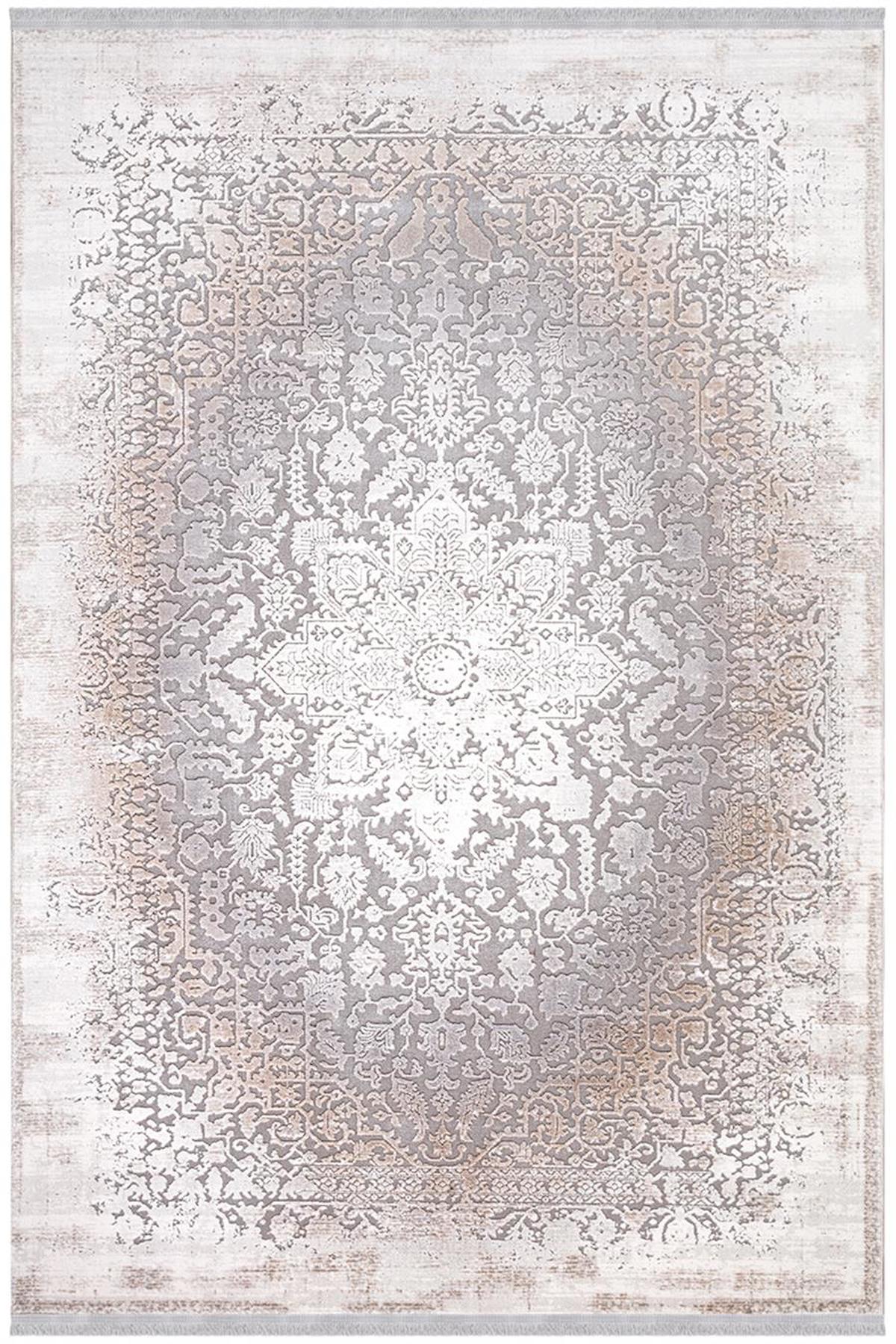 İpek Mekik Halı Vales 7818A Gri 8 mm Akrilik Yıkanabilir Orta Kaymaz Pamuk Taban Dikdörtgen Makine Dokuma Antre-Çocuk Odası-Salon-Yatak Odası Halısı 80x150 cm