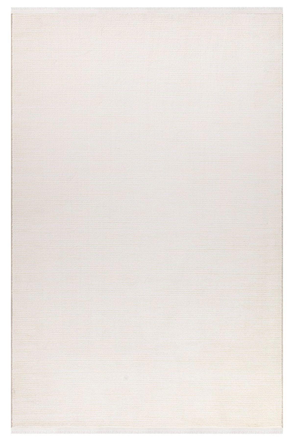 İpek Mekik Halı Gaspara Krem 10 mm Akrilik Yıkanabilir Orta Kaymaz Pamuk Taban Dikdörtgen Makine Dokuma Antre-Çocuk Odası-Salon-Yatak Odası Halısı 120x200 cm