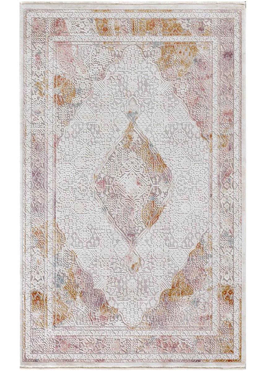 Merinos Hesna 17875 Krem - Turuncu 10 mm Akrilik Antibakteriyel Yıkanabilir Kalın Kaymaz Lateks Taban Dikdörtgen Makine Dokuma Salon Halısı 80x500 cm