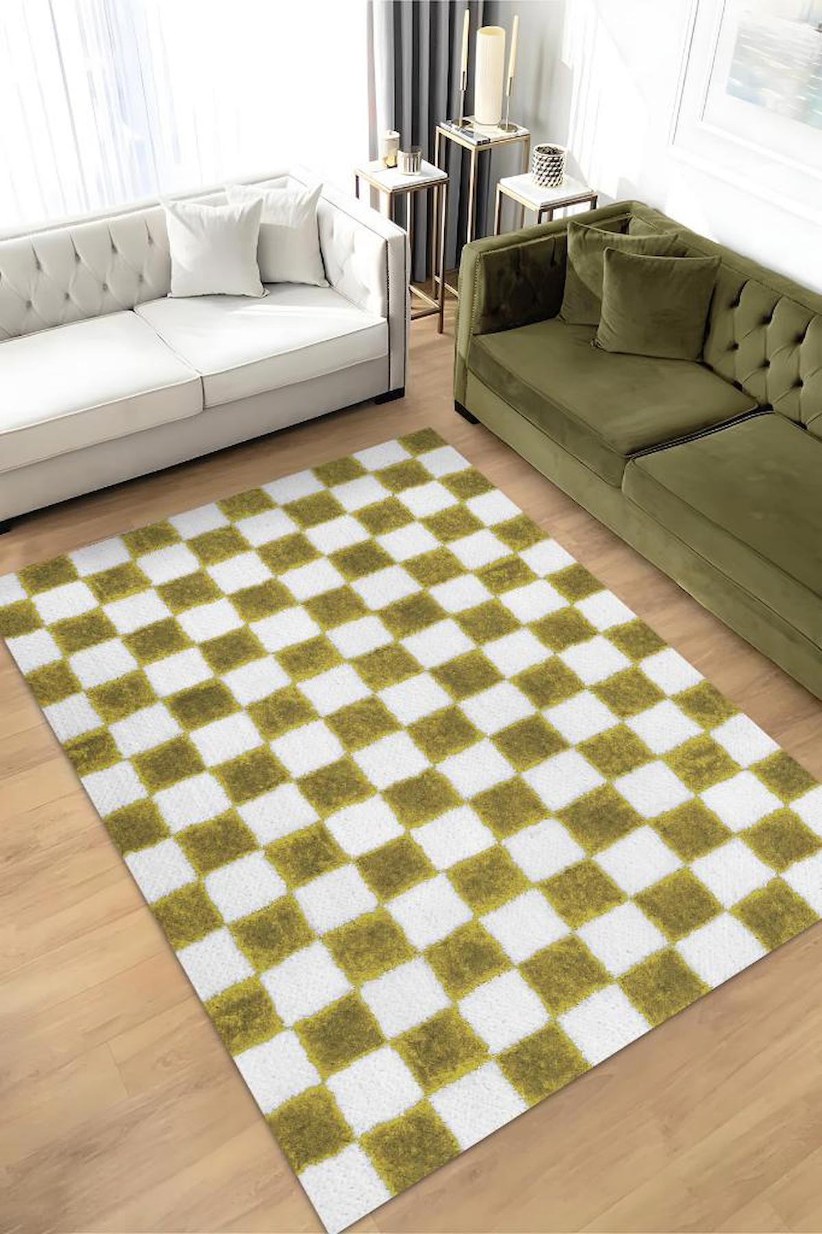 Homshtag Bej-Kahverengi 4 mm Pamuk Antistatik Yıkanabilir İnce Kaymaz Dikdörtgen Makine Dokuma Salon Halısı 140x200 cm
