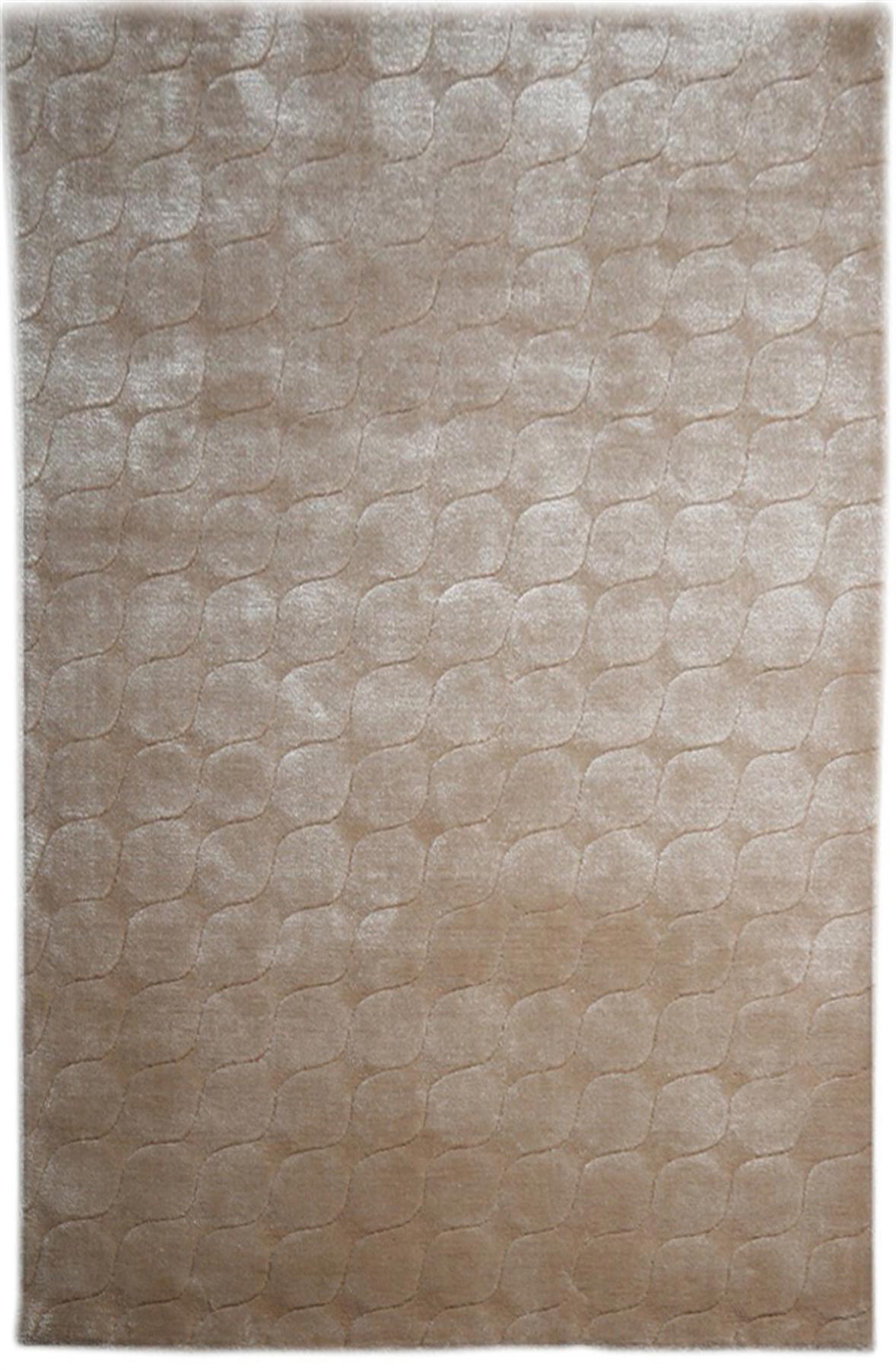 Çam Halı Emboss JR67 Krem 12 mm Yün Silinebilir Yıkanabilir Orta Dikdörtgen El Dokuması Oturma Odası Halısı 80x150 cm
