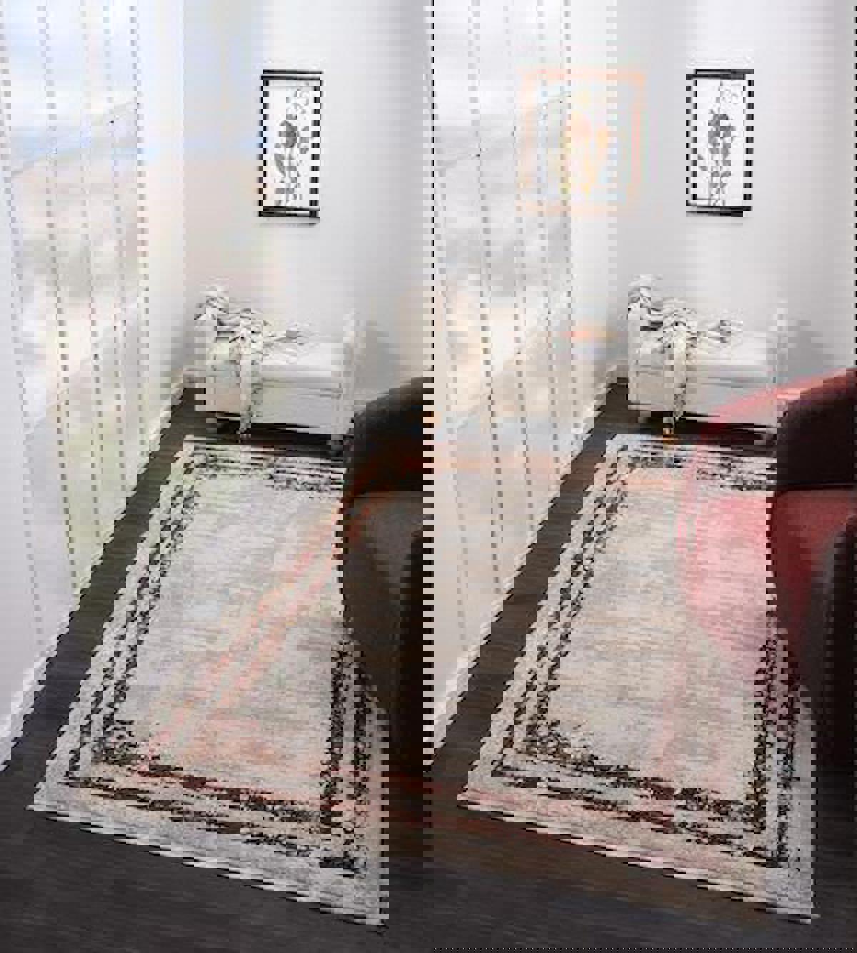 Çam Halı Maya MV003B Çok Renkli 11 mm Polyester Silinebilir Yıkanabilir Orta Dikdörtgen Makine Dokuma Salon Halısı 140x200 cm