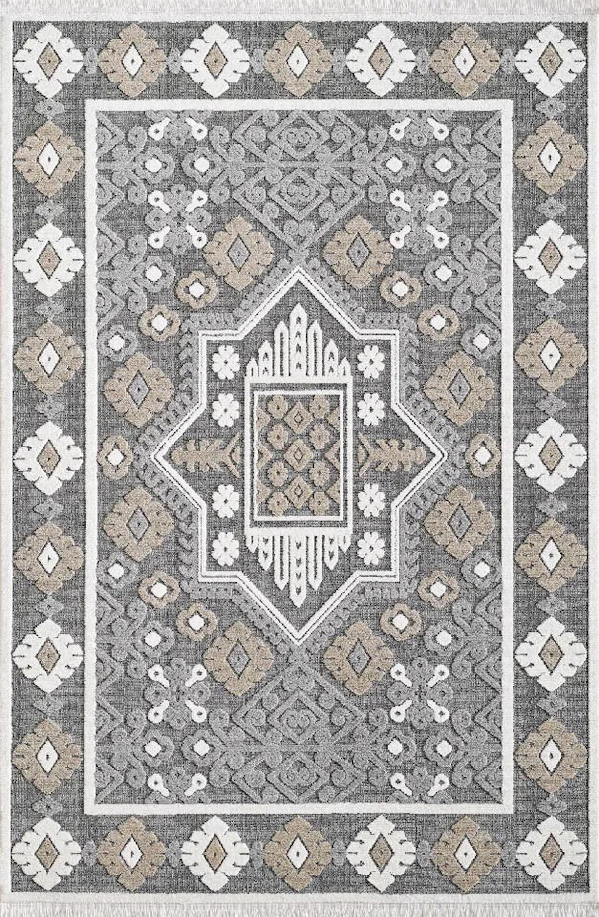 Pierre Cardin Greyna GN10A Krem 0.8 mm Akrilik Antibakteriyel Yıkanabilir İnce Kaymaz Dikdörtgen Makine Dokuma Salon Halısı 100x250 cm