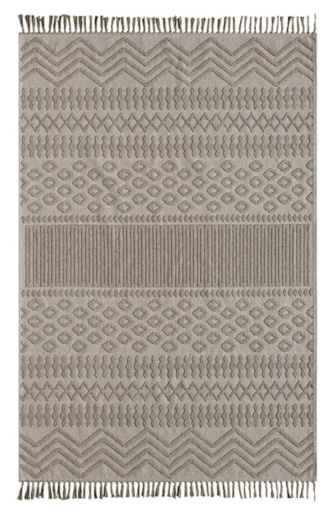 Kreasyon Halı Pamuk A0122 Bej 4 mm Pamuk Yıkanabilir Kalın Kaymaz Pamuk Taban Dikdörtgen Makine Dokuma Salon Halısı 100x200 cm