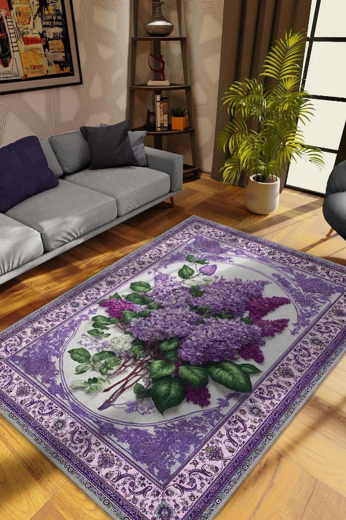 Homshtag Çok Renkli 4 mm Pamuk Antistatik Yıkanabilir İnce Kaymaz Dikdörtgen Makine Dokuma Salon Halısı 160x230 cm