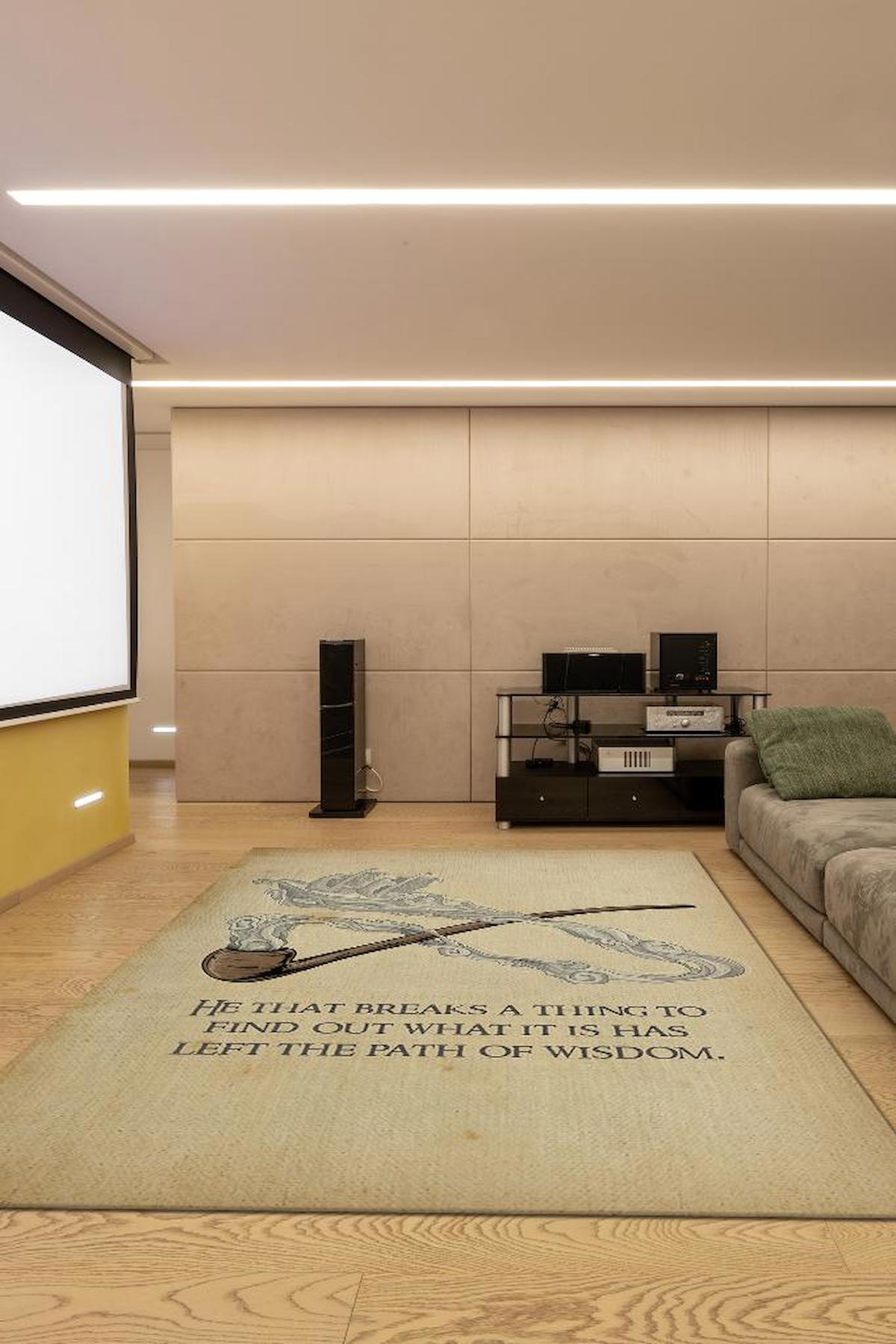 Homshtag Yüzüklerin Efendisi Krem 4 mm Pamuk Antistatik Yıkanabilir İnce Kaymaz Dikdörtgen Makine Dokuma Genç Odası Halısı 120x120 cm