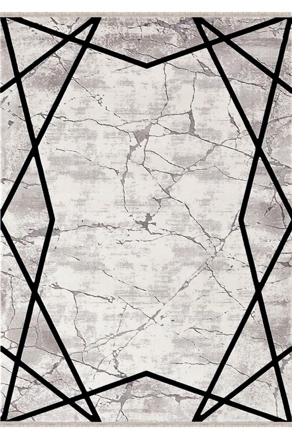Merinos Therapy 33261 Gri 12 mm Akrilik Yumuşak Yıkanabilir Kalın Kaymaz Dikdörtgen Makine Dokuma Salon Halısı 80x120 cm