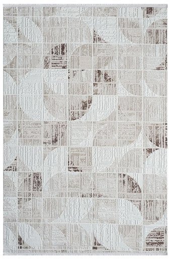 Kreasyon Halı MX007 Krem 8 mm Polyester Yıkanabilir Kalın Dikdörtgen Makine Dokuma Salon Halısı 125x200 cm