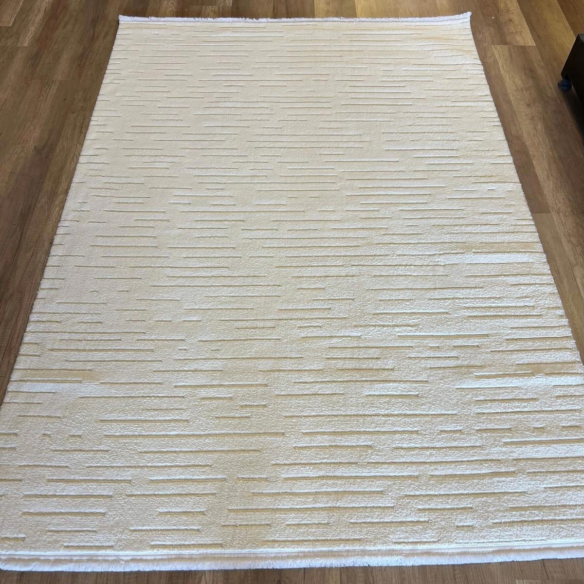Hoom Rugs Misto MS09 Beyaz 6 mm Polyester Antialerjenik Yıkanabilir Orta Kaymaz Dikdörtgen Makine Dokuma Salon Halısı 80x150 cm