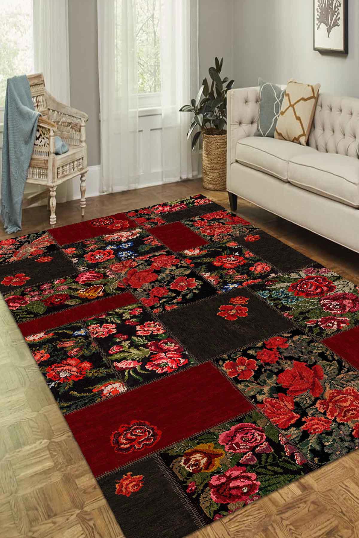 Aida Home Hope Krem 0.5 mm Pamuk Antialerjenik Yıkanabilir İnce Kaymaz Pamuk Taban Dikdörtgen Makine Dokuma Salon Halısı 200x300 cm